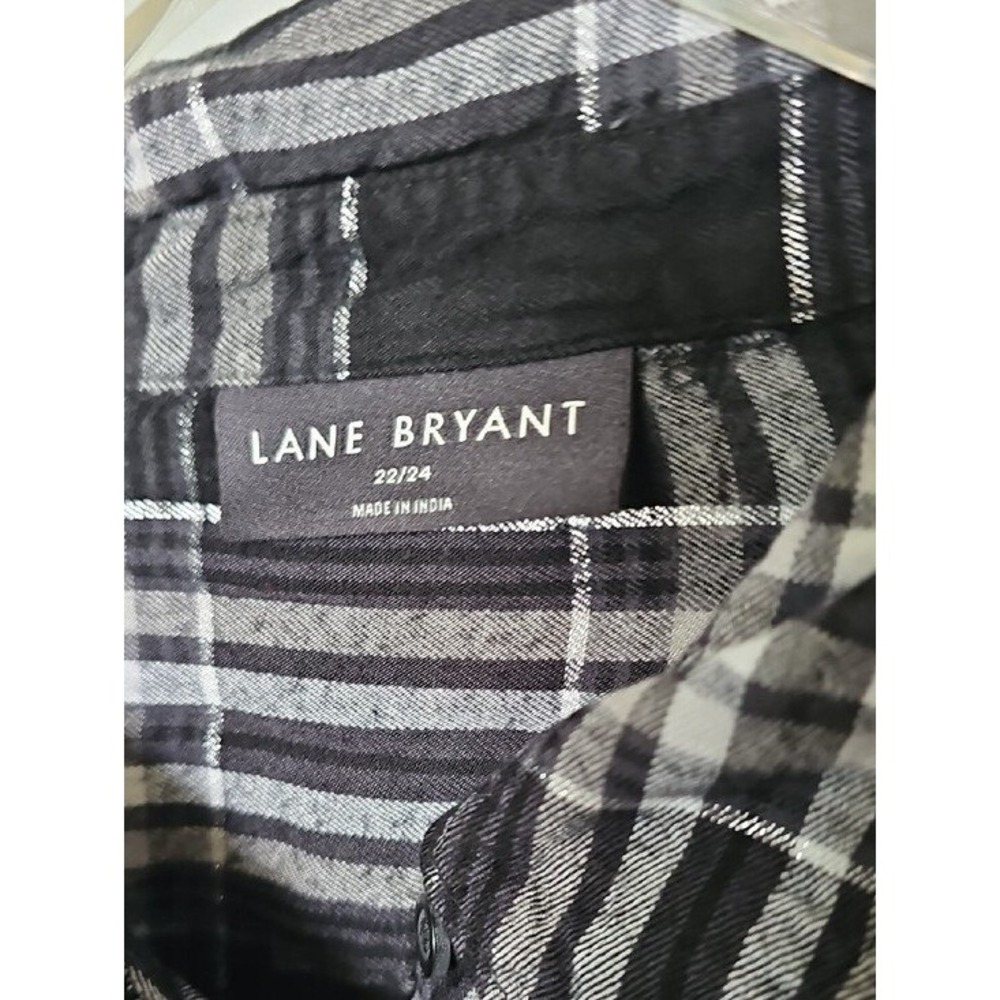 Lane Bryant Womens Black White Plaid Flannel Button Down Shirt Plus 22/24 - Picture 3 of 8